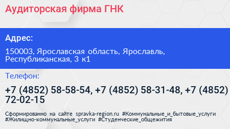 Аудиторская фирма ГНК - визитка