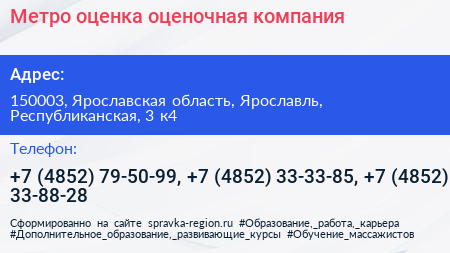 Метро оценка оценочная компания - визитка
