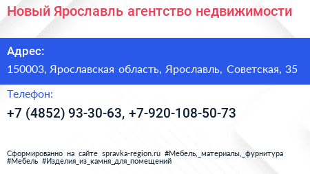 Новый Ярославль агентство недвижимости - визитка