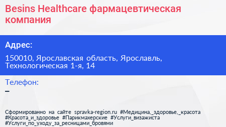 Besins Healthcare фармацевтическая компания - визитка