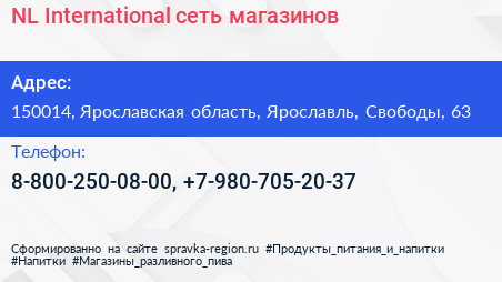 Нажмите, чтобы скачать визитку NL International сеть магазинов - визитка