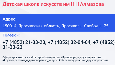 Детская школа искусств им Н Н Алмазова - визитка