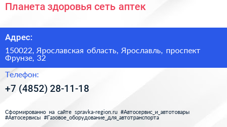 Планета здоровья сеть аптек - визитка
