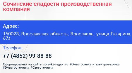 Нажмите, чтобы скачать визитку Сочинские сладости производственная компания - визитка