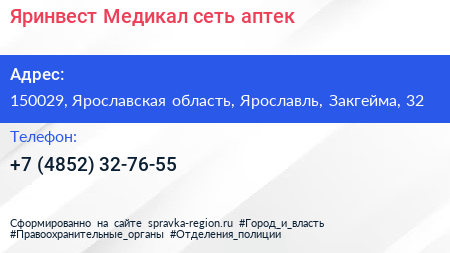 Яринвест Медикал сеть аптек - визитка