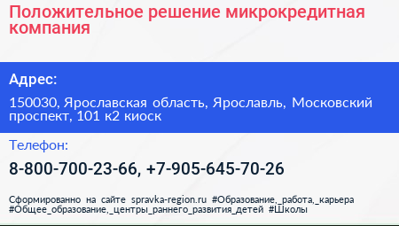 Положительное решение микрокредитная компания - визитка