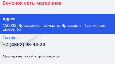 Бочонок сеть магазинов - визитка