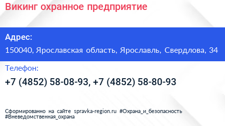 Викинг охранное предприятие - визитка