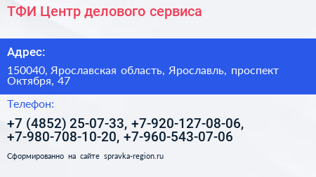 ТФИ Центр делового сервиса - визитка
