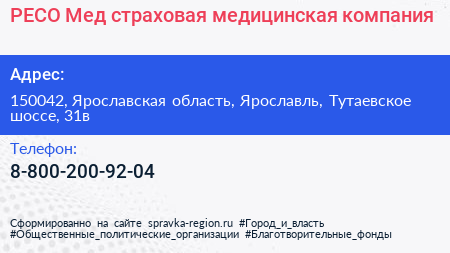 РЕСО Мед страховая медицинская компания - визитка