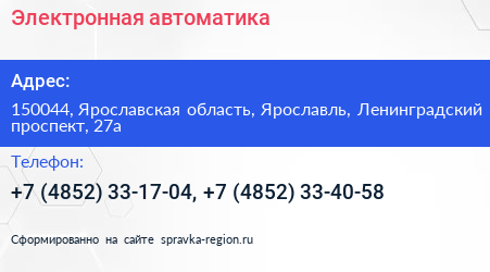 Электронная автоматика - визитка