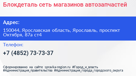Блокдеталь сеть магазинов автозапчастей - визитка