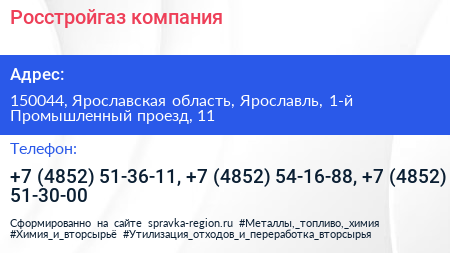 Росстройгаз компания - визитка