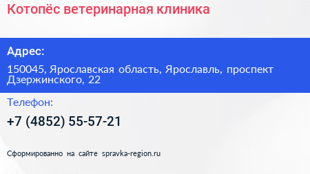 Котопёс ветеринарная клиника - визитка