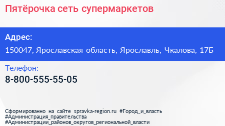 Нажмите, чтобы скачать визитку Пятёрочка сеть супермаркетов - визитка