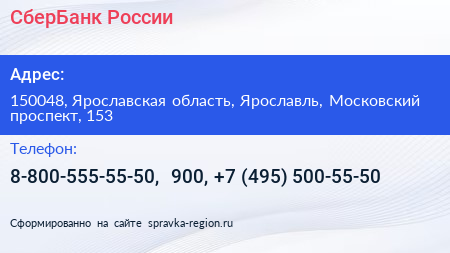 СберБанк России - визитка