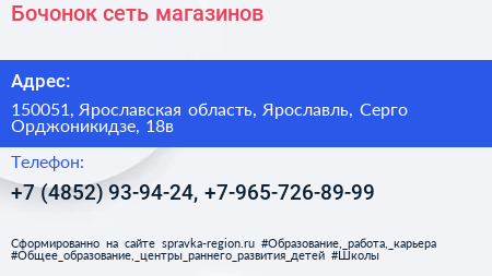 Нажмите, чтобы скачать визитку Бочонок сеть магазинов - визитка