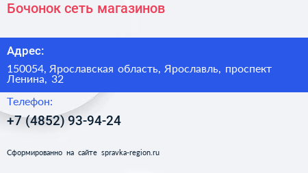 Бочонок сеть магазинов - визитка