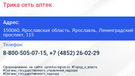 Трика сеть аптек - визитка