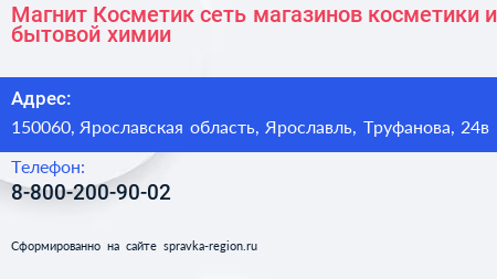Магнит Косметик сеть магазинов косметики и бытовой химии - визитка