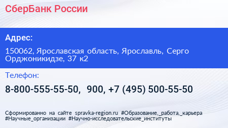 СберБанк России - визитка