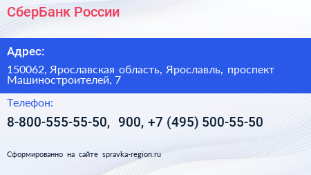 СберБанк России - визитка