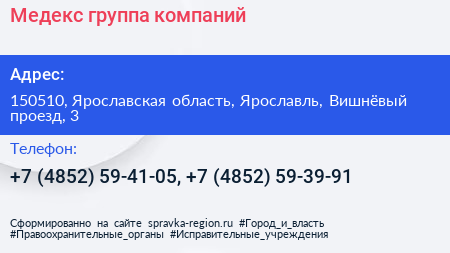 Медекс группа компаний - визитка