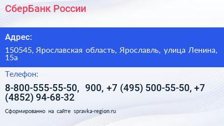 СберБанк России - визитка