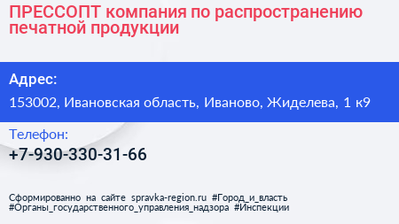 ПРЕССОПТ компания по распространению печатной продукции - визитка