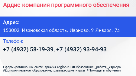 Ардис компания программного обеспечения - визитка