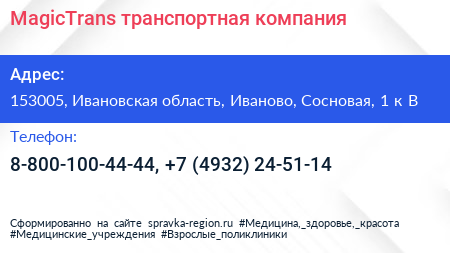MagicTrans транспортная компания - визитка