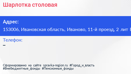 Шарлотка столовая - визитка