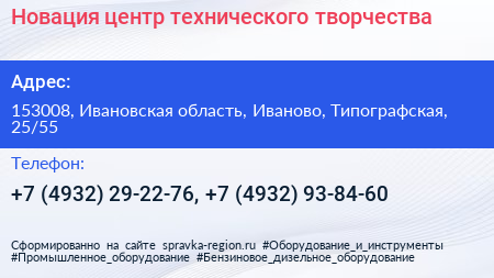 Новация центр технического творчества - визитка