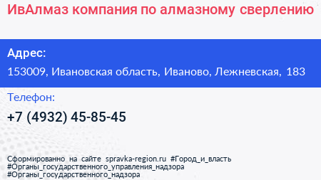 ИвАлмаз компания по алмазному сверлению - визитка