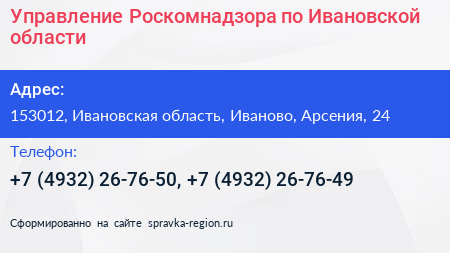 Управление Роскомнадзора по Ивановской области - визитка