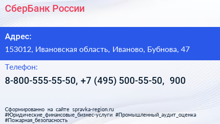 СберБанк России - визитка