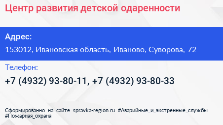 Центр развития детской одаренности - визитка