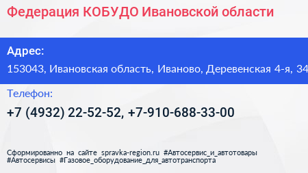 Федерация КОБУДО Ивановской области - визитка