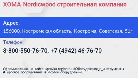 ХОМА Nordicwood строительная компания - визитка