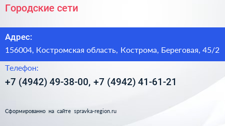 Городские сети - визитка