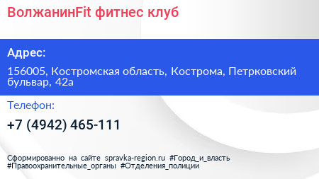 ВолжанинFit фитнес клуб - визитка