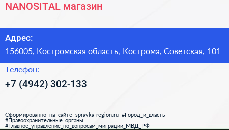 Нажмите, чтобы скачать визитку NANOSITAL магазин - визитка