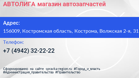 АВТОЛИГА магазин автозапчастей - визитка