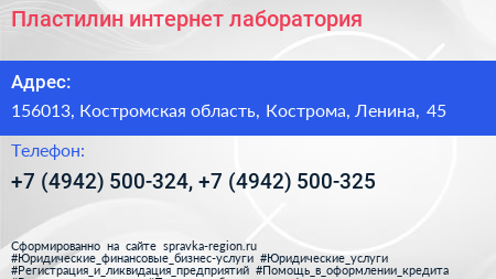 Пластилин интернет лаборатория - визитка