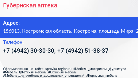 Губернская аптека - визитка