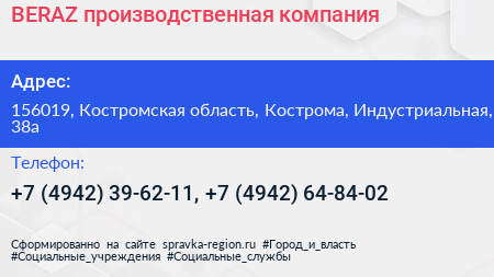 BERAZ производственная компания - визитка