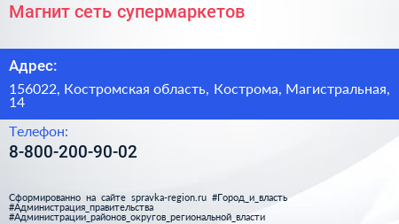 Нажмите, чтобы скачать визитку Магнит сеть супермаркетов - визитка