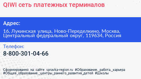 QIWI сеть платежных терминалов - визитка