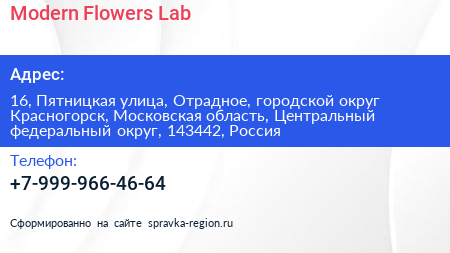 Modern Flowers Lab - визитка