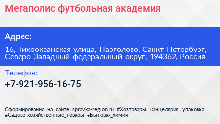 Мегаполис футбольная академия - визитка